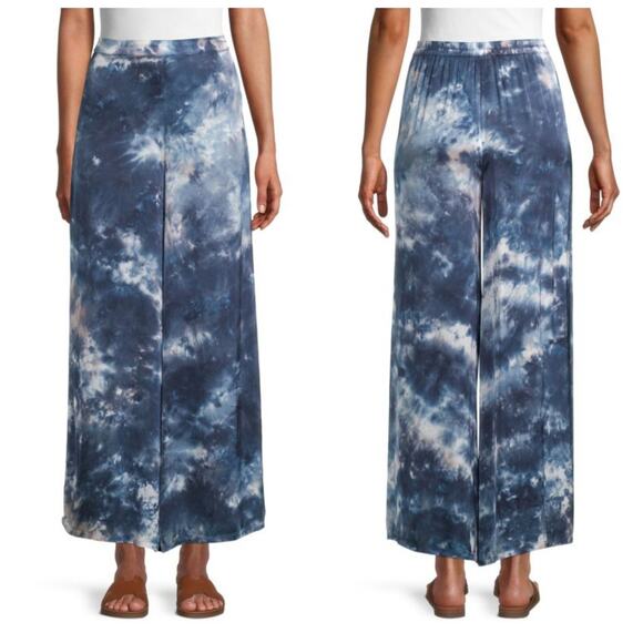Young Fabulous & Broke Tie-Dyed Wide-Leg Pants Size XS High Waist Blue YFB Rayon - Picture 9 of 9